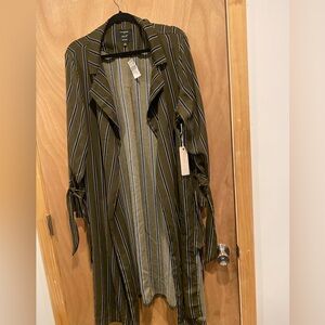 Iris Olive and Blue Striped Duster